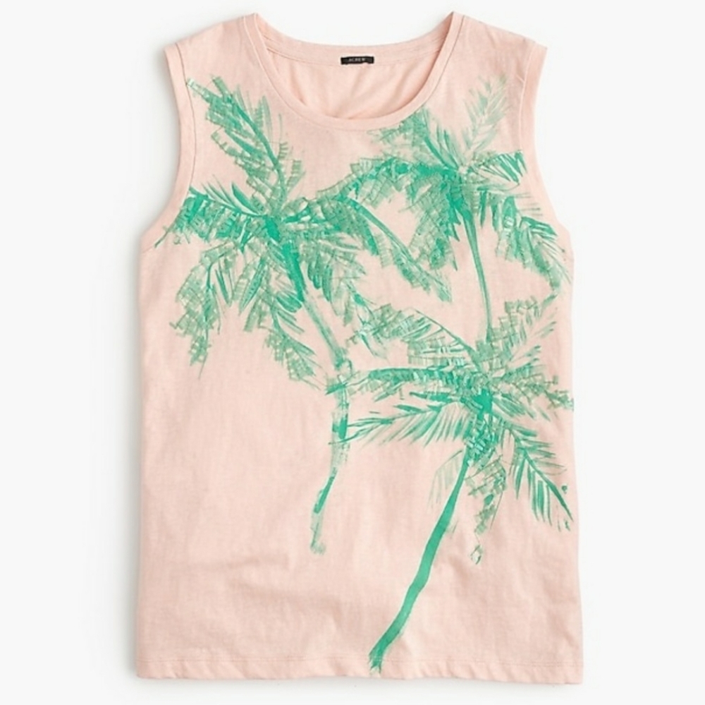 J. Crew Sequined Palm Muscle Tank in Sunwashed Blush